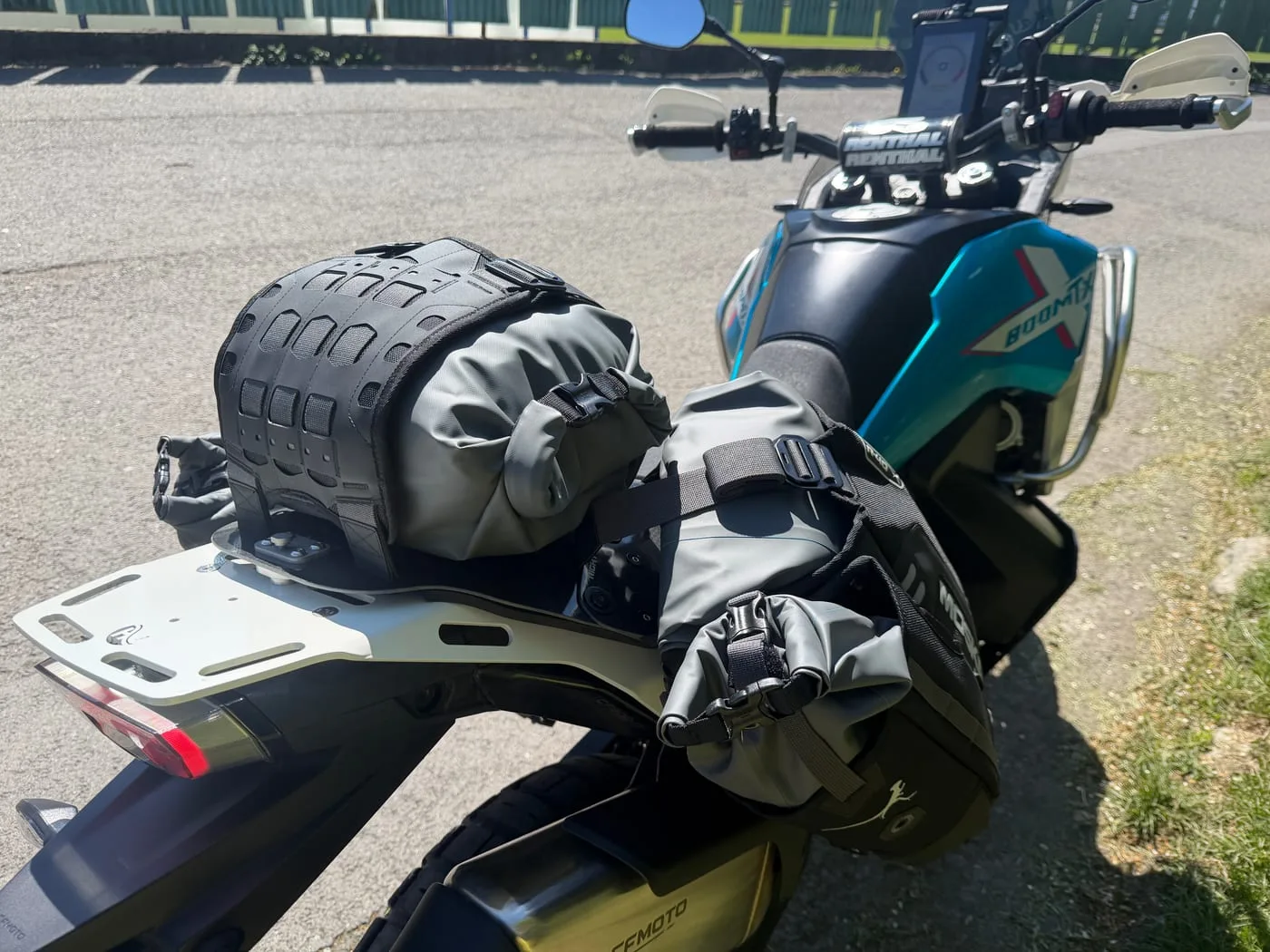 Bike loaded with bags on the rack